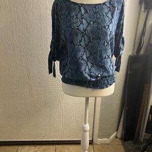 Michael Kors Black Boxy Tie Front 3/4 Sleeve Blouse